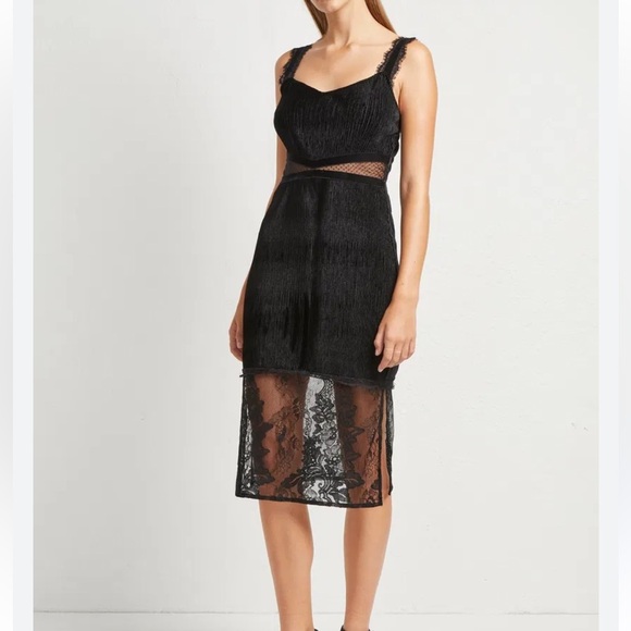 ❄️French Connection Black Sheath Spaghetti Strap Midi Dress - Picture 1 of 6
